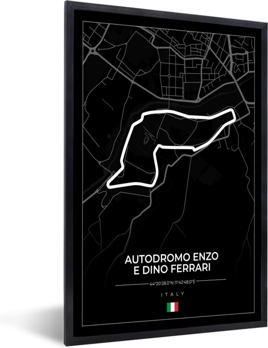 Fotolijst incl. Poster - F1 - Racebaan - Italië - Zwart - Autodromo Enzo e Dino Ferrari - Zwart - 20x30 cm - Posterlijst