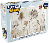Puzzel Bloemen - Waterverf - Stilleven - Bruin - Vintage - Legpuzzel - Puzzel 1000 stukjes volwassenen