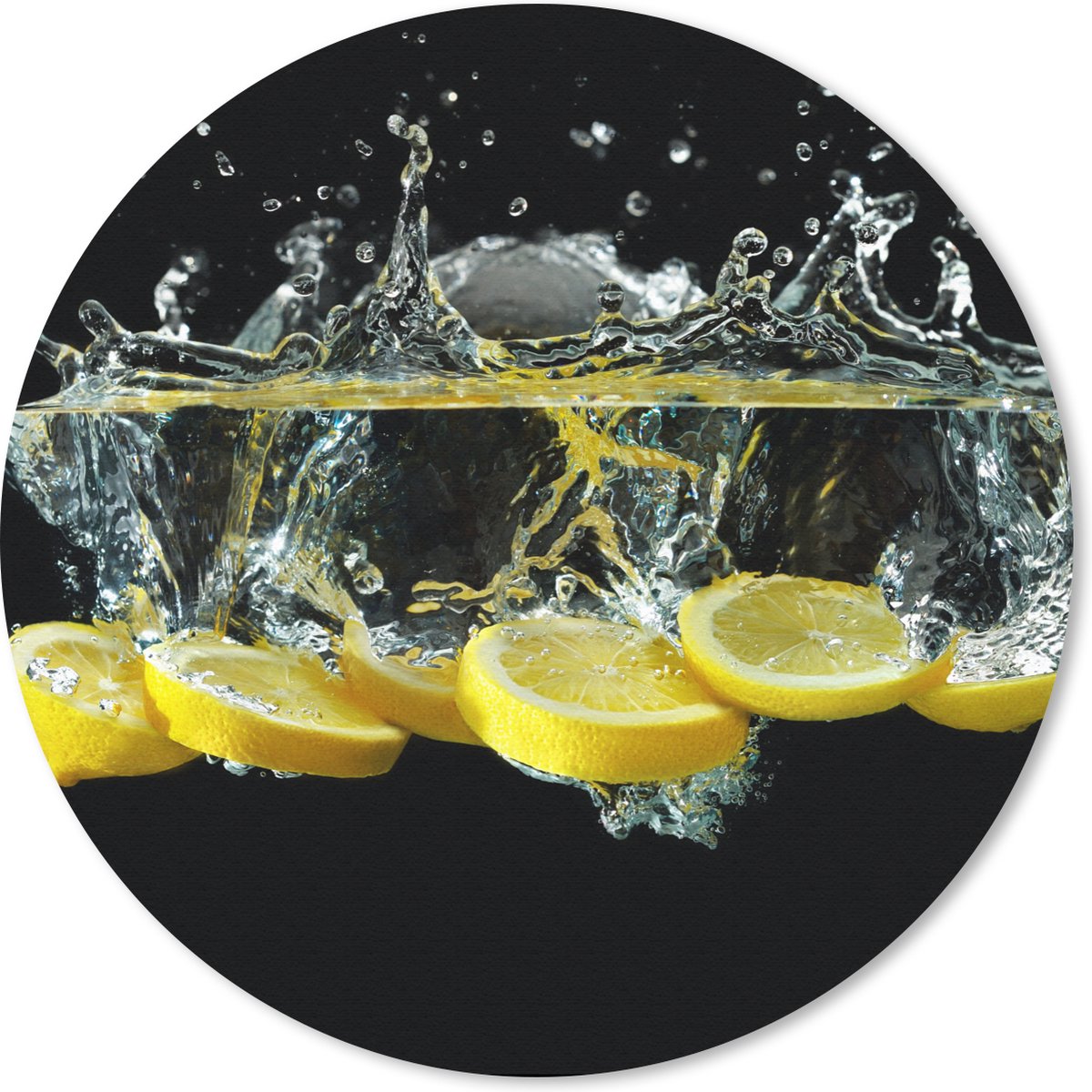 Muismat rond 40x40 cm - Mousepad Citroen - Fruit - Geel - Stilleven - Water - Ronde muismatten