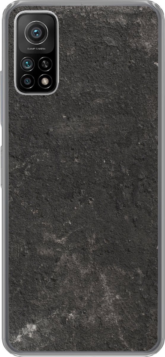Telefoonhoesje Geschikt voor Xiaomi Mi 10T 5G hoesje - Beton print - Muur - Zwart - Vintage - Industrieel - Siliconen Telefoonhoesje Telefoonhoesje