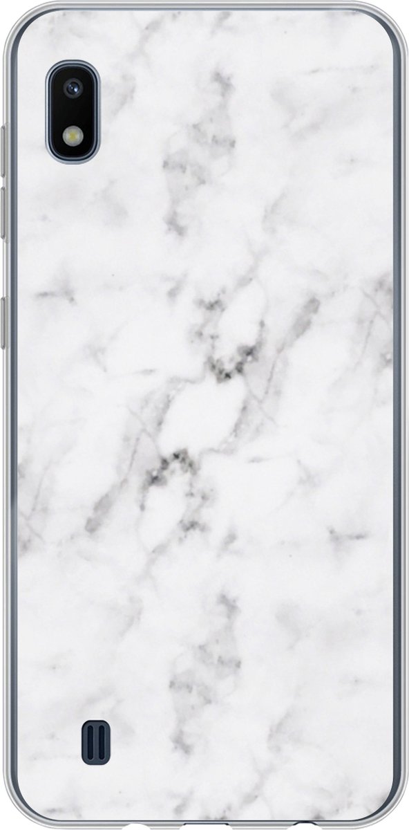 Telefoonhoesje Geschikt voor Samsung Galaxy A10 hoesje - Marmer print - Luxe - Wit - Grijs - Marmer printlook - Siliconen Telefoonhoesje Telefoonhoesje