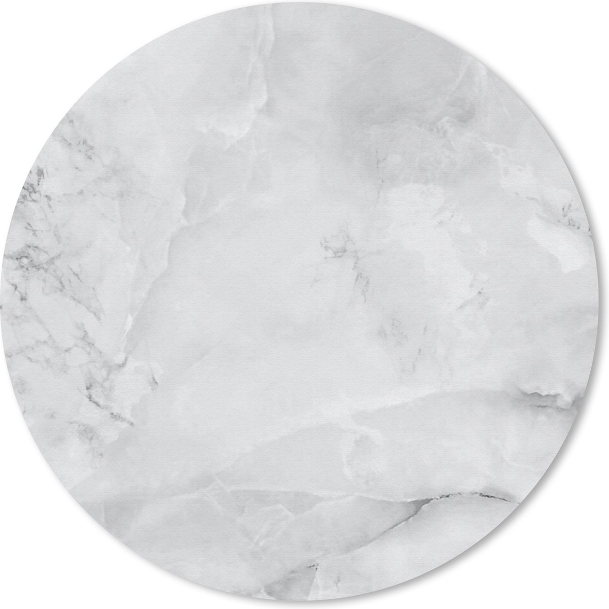Muismat rond 30x30 cm - Mousepad Marmer - Steen - Wit - Grijs - Marmer printlook - Ronde muismatten