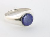 Hoogglans zilveren ring met lapis lazuli - maat 19