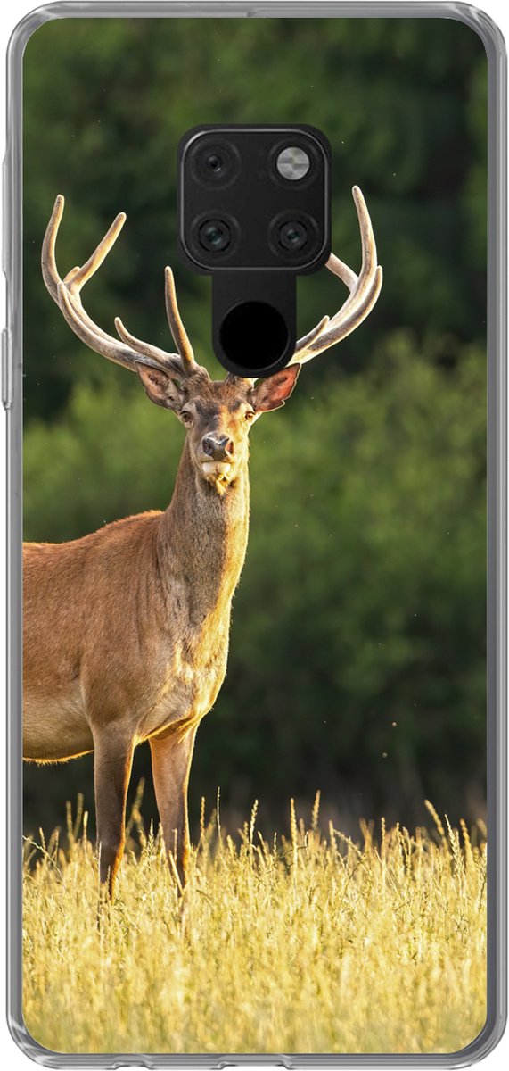 Telefoonhoesje Geschikt voor Huawei P40 Lite hoesje - Hert - Gewei - Gras - Natuur - Dieren - Groen - Siliconen Telefoonhoesje Telefoonhoesje