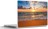 Laptop sticker - 15.6 inch - Strand - Zonsondergang - Zee - Wolken - Horizon - 36x27,5cm - Laptopstickers - Laptop skin - Cover
