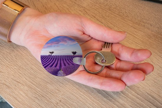 Porte-clés - Lavande - Nature - Violet - Arbres - Fleurs - Plastique - Rond - Distribution de cadeaux