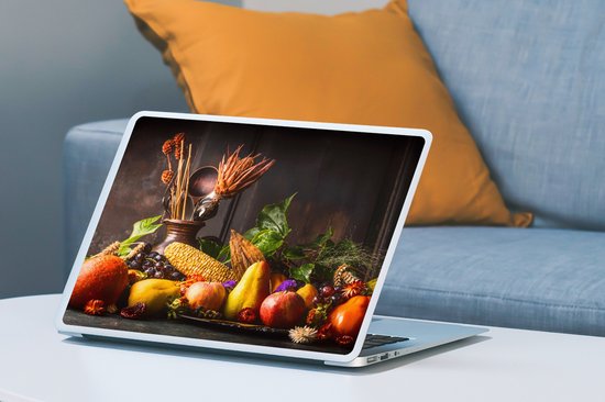 Autocollant pour ordinateur portable - 15,6 pouces - Légumes - Fruits - Rustique - Table - 36x27,5 cm - Autocollants pour ordinateur portable - Peau pour ordinateur portable - Couverture
