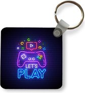 Sleutelhanger - Uitdeelcadeautjes - Gaming - Neon - Let's Play - Controller - Quotes - Plastic