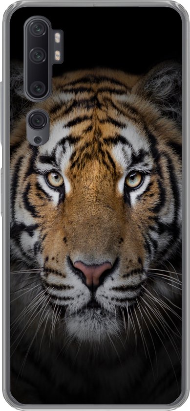 Xiaomi Mi Note 10 Pro - Tigre - Animaux sauvages - Portrait - Zwart - Animaux - Coque de téléphone en Siliconen