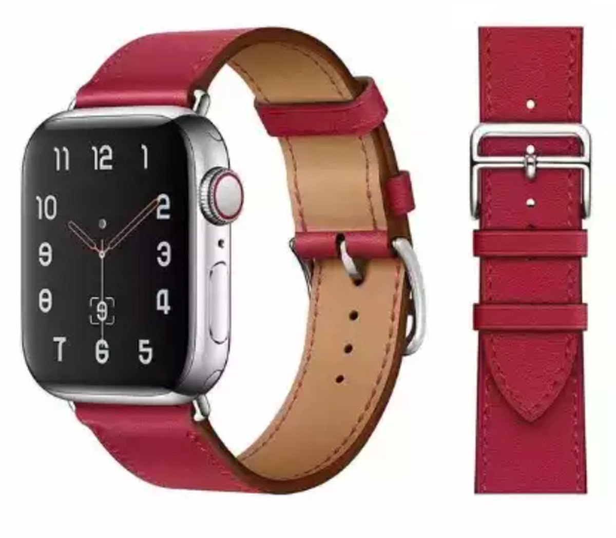 UrbanGoods - Horlogebandje - Violet - Echt Leder - 42 - 44 - 45 mm - Geschikt voor Apple Watch