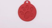 Hondenpenning Paw rond groot rood