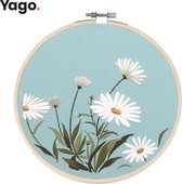 Yago Bosje Margriet Bloemen - Borduurpakket | Starterskit | Alles inbegrepen | Patroon | Borduurring | Borduurgaren | Voor volwassen | Creatief | Hobby | Borduren | Ontstressen | Borduurset