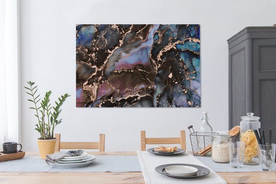 Toile Peinture Marbre - Goud - Rosé - 140x90 cm - Décoration murale