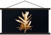 Posterhanger incl. Poster 120x60 cm - Schoolplaat - Bladeren - Goud - Herfst - Natuur - Luxe - Textielposter - Zwarte latten