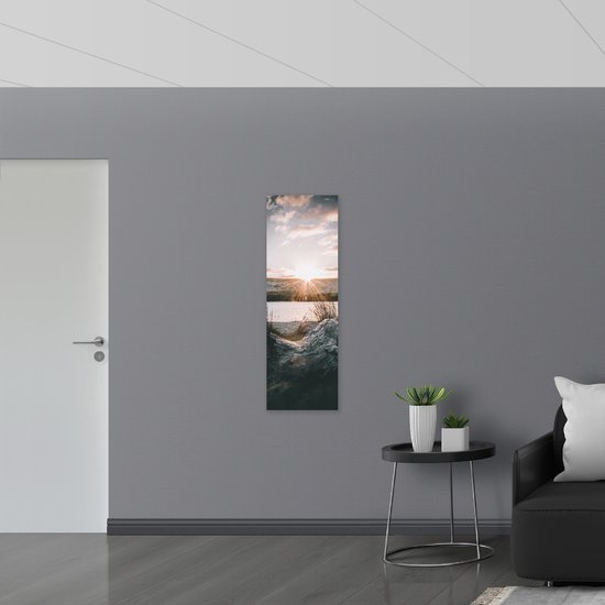 WallClassics - Verre Acrylique - Soleil Couchant sur les Dunes - 40x120 cm Photo sur Verre Acrylique (Avec Système d'accrochage)