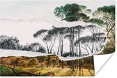 Poster Italiaans landschap parasoldennen - Kunst - Hendrik Voogd - Schilderij - Zwart wit - Oude meesters - 60x40 cm