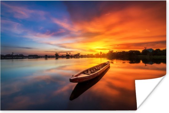 Affiche Bateau - Water - Coucher de soleil - Oranje - Water - 30x20 cm - Décorations de Noël - Décoration de Noël pour l'intérieur - Noël