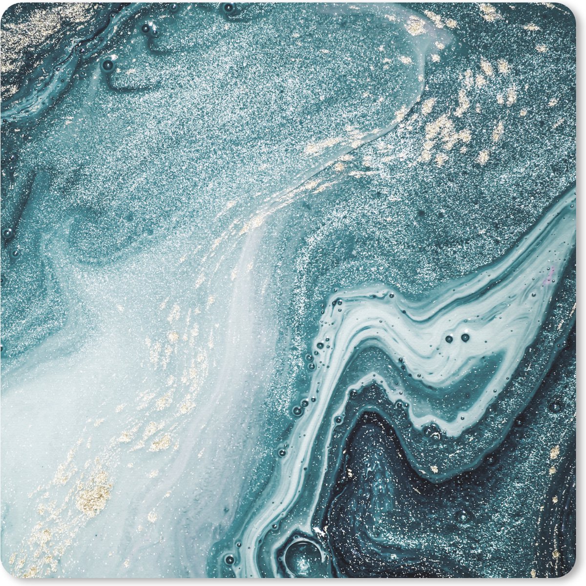 Muismat 30x30 cm - Mousepad Edelstenen - Blauw - Natuur - Marmer print - Abstract - Muismatten