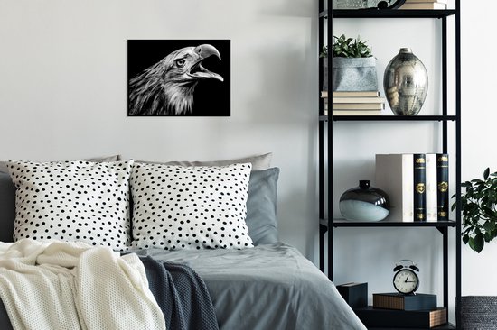 Cadre photo avec affiche - Aigle - Portrait - Oiseaux de proie - Zwart - Wit - Vogel - 40x30 cm - Cadre pour affiche