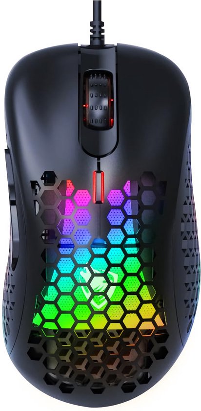 Gaming Muis G540 – RGB Breathing Light – Honingraat Design – 6 DPI-Niveaus tot 6400 DPI – USB Bedraad – 6 Knoppen – Voor PC, Laptop & Mac – Zwart – 180cm Kabel