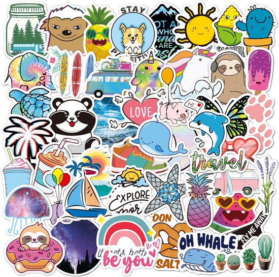 Rainbecom – Skate Stickers 50 Stuks – VSCO Esthetische Stickers – Waterdicht – Anti-Zon- Agenda – Versier je Spullen