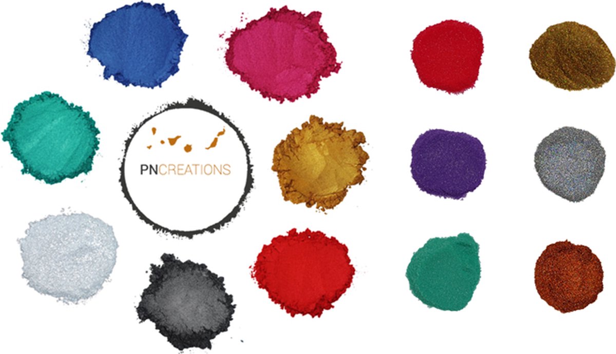 PNCreations Pigmentpoeder + Glitter| Kleurpoeder voor Epoxy Hars | 7 Kleuren + 6 Glitters | Epoxy Giethars | Hars | Verf | Verf Mixen