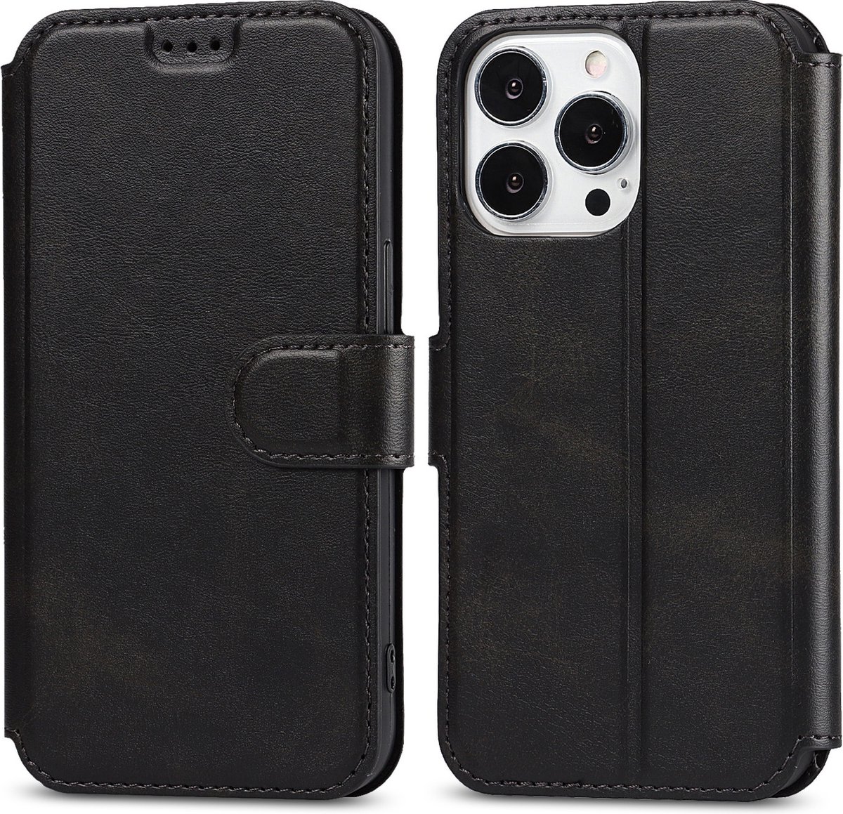 Bookcase Geschikt voor Apple iPhone 13 Pro - Zwart - Pasjeshouder - Portemonnee