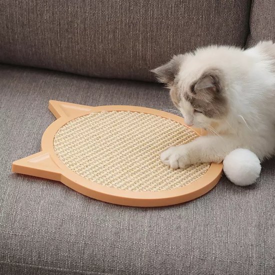 PETKARAY Kattenkrabplank, sisal kattenkrabhelling, L-vormige kattenkrabpad voor huiskatten, 68 cm, wandmeubelbescherming met muizenspeelgoed