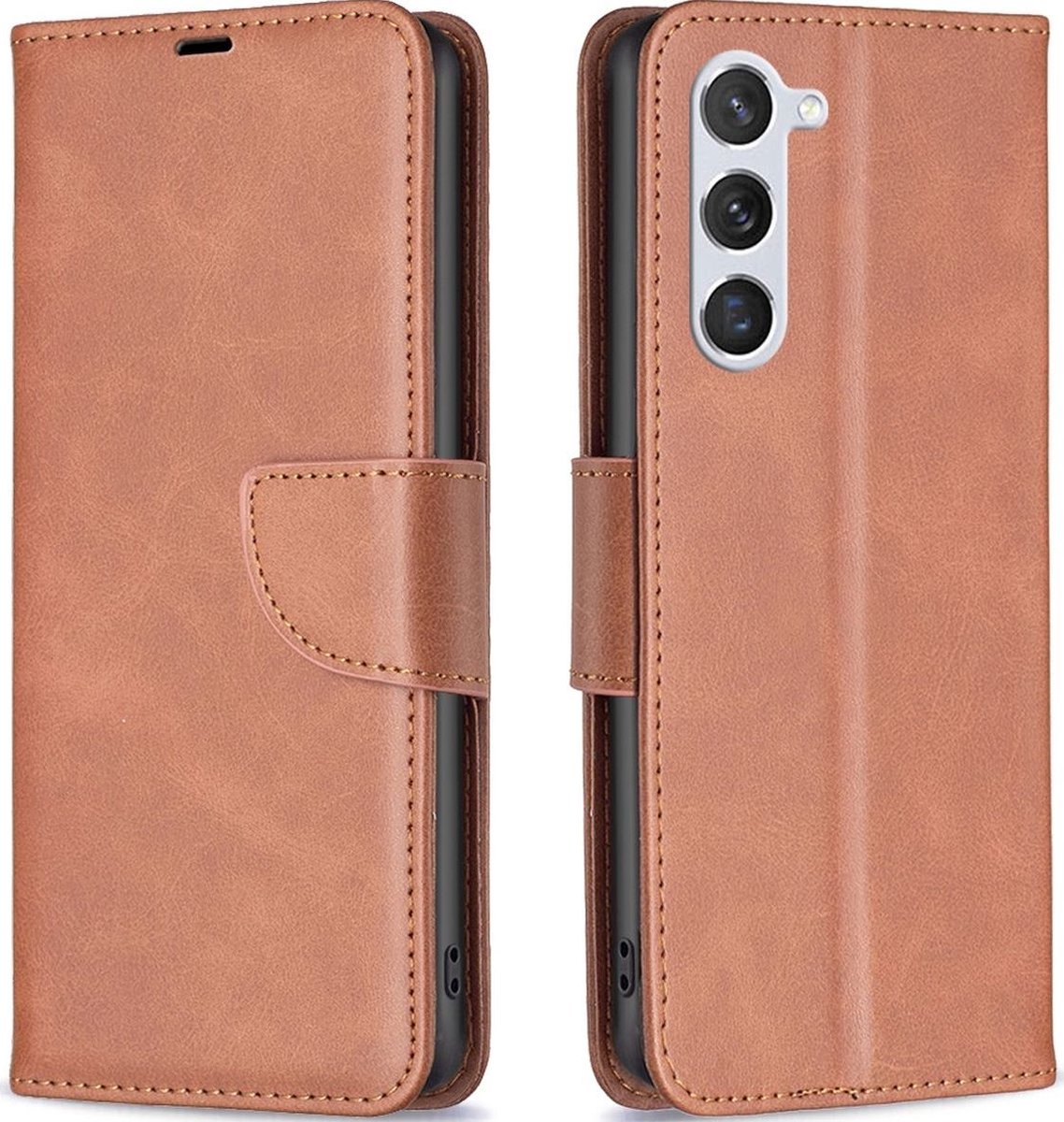 Mobigear Telefoonhoesje geschikt voor Samsung Galaxy S23 Hoesje | Mobigear Excellent Bookcase Portemonnee | Pasjeshouder voor 3 Pasjes | Telefoonhoesje voor Pinpas / OV Kaart / Rijbewijs - Bruin