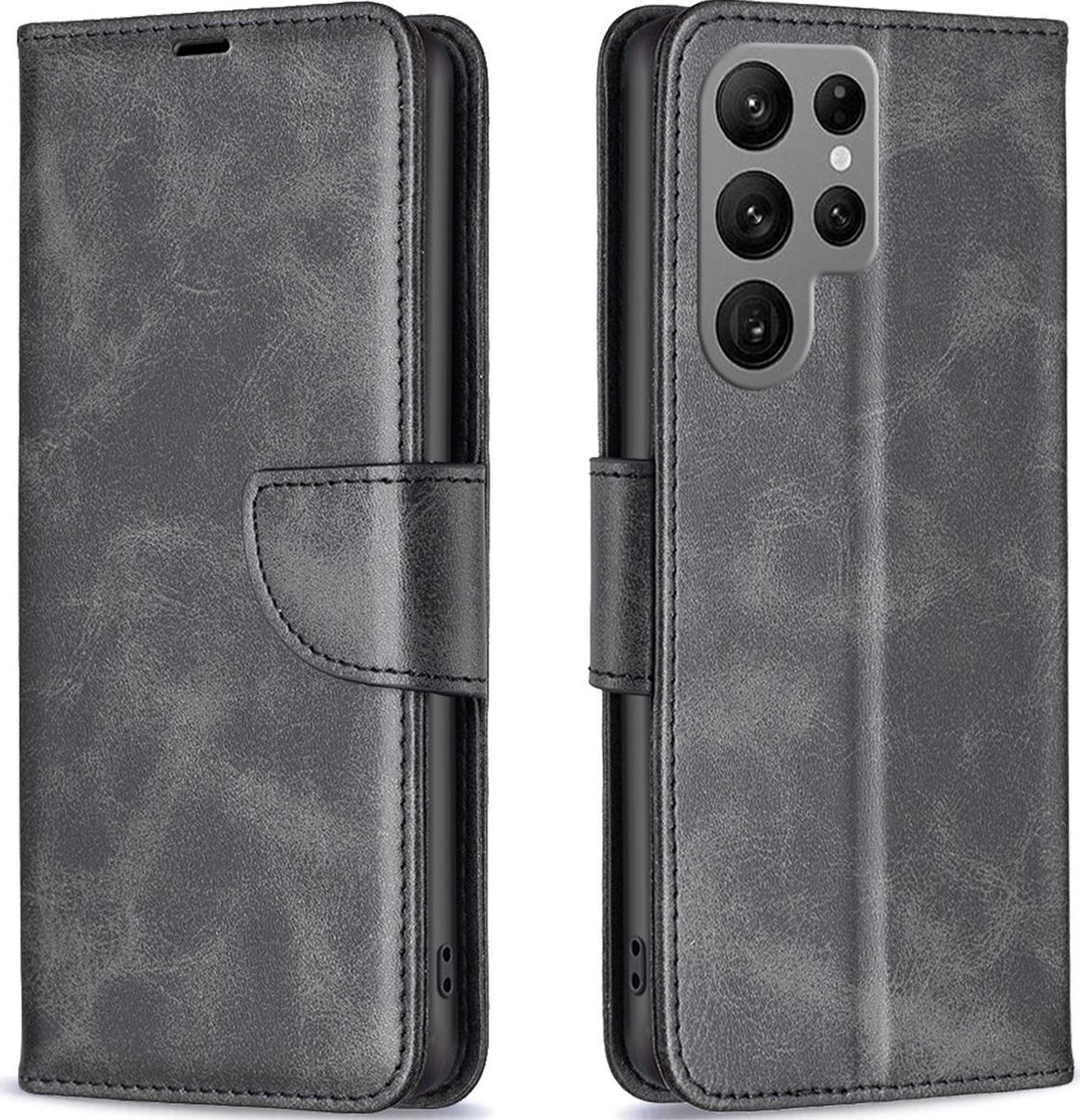 Mobigear Telefoonhoesje geschikt voor Samsung Galaxy S23 Ultra Hoesje | Mobigear Excellent Bookcase Portemonnee | Pasjeshouder voor 3 Pasjes | Telefoonhoesje voor Pinpas / OV Kaart / Rijbewijs - Zwart