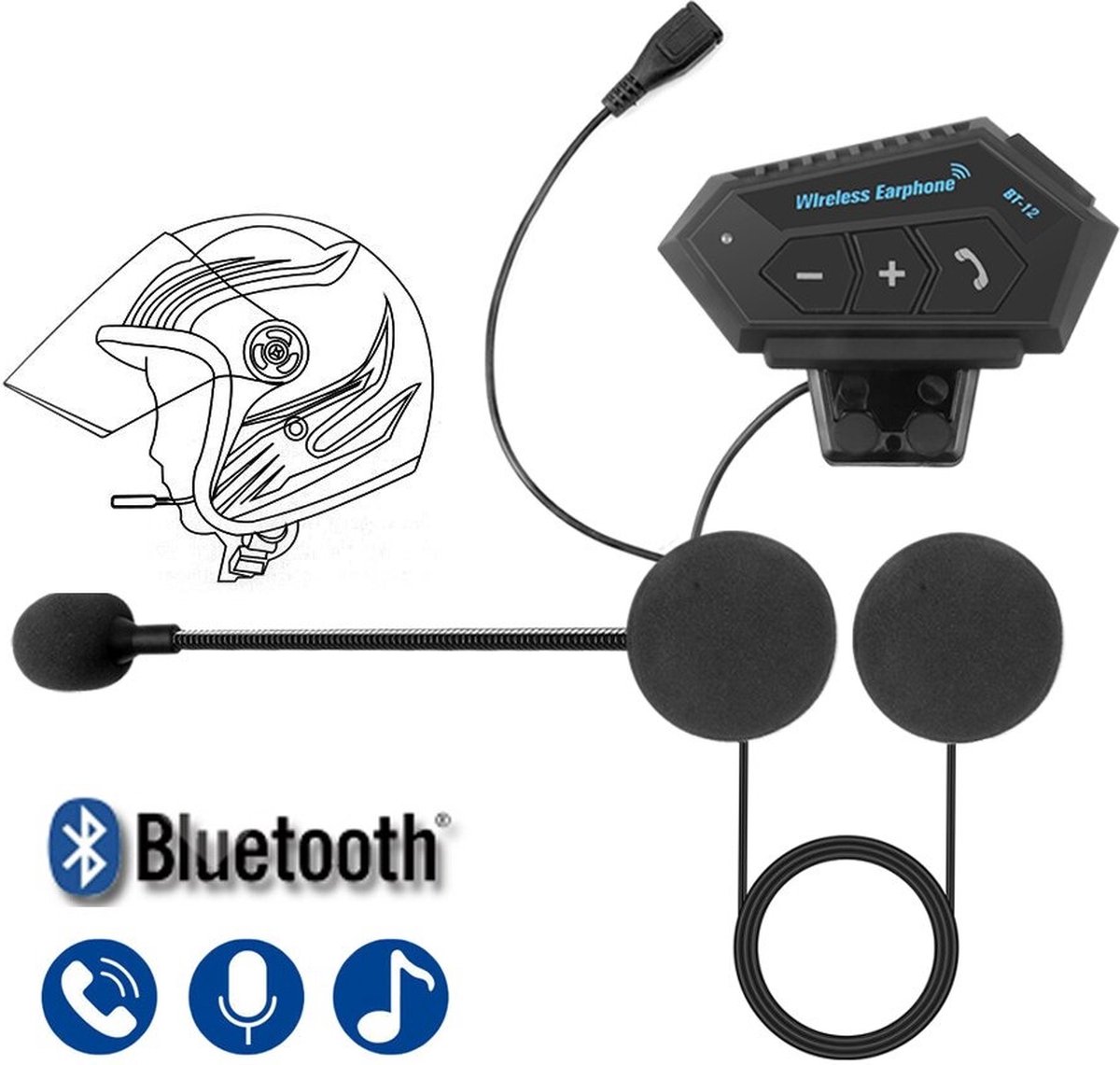 WiseGoods Premium Communicatie Set Bluetooth Voor Helm - Motor Accessoires - Handsfree Bellen - Muziek / Microfoon / Oortelefoon