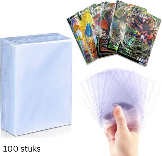Afbeelding van het spel 100 x Kaartbeschermers  Geschikt Voor Pokemon Kaarten - Sleeves - Kaarthoesjes - Waterdicht - Stofvrij - Bescherm Jouw Cards