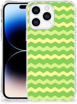 Smartphone hoesje Apple iPhone 14 Pro Max Beschermhoesje met transparante rand Waves Green