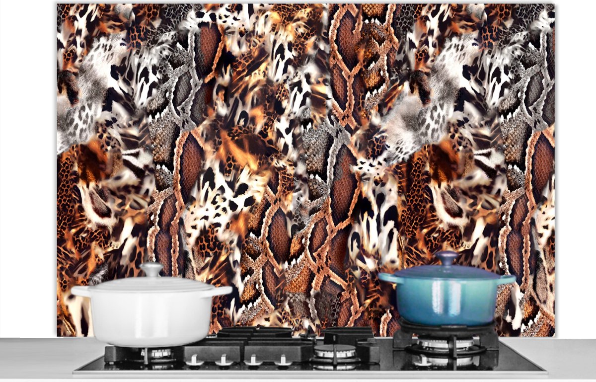 Spatscherm keuken - Slangenprint - Dieren - Zebra - Spatscherm - Spatwand - 120x80 cm