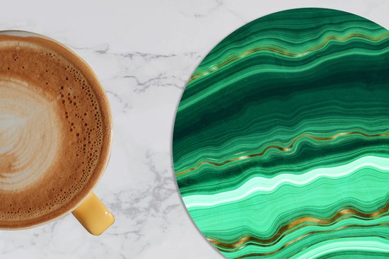 Sous-verres de verres - Rond - Or - Agate - Luxe - 10x10 cm - Dessous de verre - 6 pièces