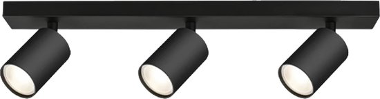 LED Plafondspot - Kingtron Betin - GU10 Fitting - 3-lichts - Rond - Mat Zwart - Kantelbaar - Aluminium