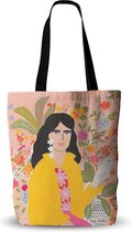 Meiden tas - katoenen shopper met print - 38 x 32 cm - stijl 04 - canvas tote bag - gekleurde tas - STUDIO Ivana