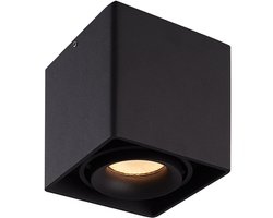 Vierkante LED Opbouwspot Esto - Kantelbaar - Dimbaar - 2700K warm wit - 4 Watt 345 lumen - GU10 - Plafondspot - Voor binnen - Vervangbare afdekring - Zwart