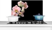 Spatscherm keuken - Planten - Bloemen - Orchidee - Takken - Zwart - Spatwand - Achterwand keuken - 70x50 cm