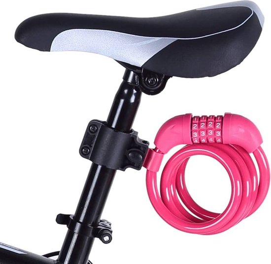 Fietsslot 1.2 Meter - Kabelslot met Cijfercode en Montagebeugel - Roze van Alpina — afbeelding 4