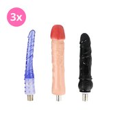 Eroticon Long Pecker Package Bundel - 3 opzetstukken - Voor op Seksmachine - Lange dildo's - Veel goedkoper dan per stuk - 3XLR opzetstuk
