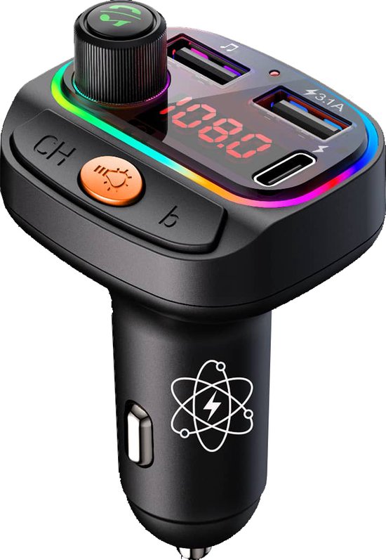 Slimtron - C15 – Bluetooth FM Transmitter 3.1 A Type-C - Fast Charge - Micro-SD - 2 x USB poorten Dual charge - Audio via USB aansluiting - Radio transmitter