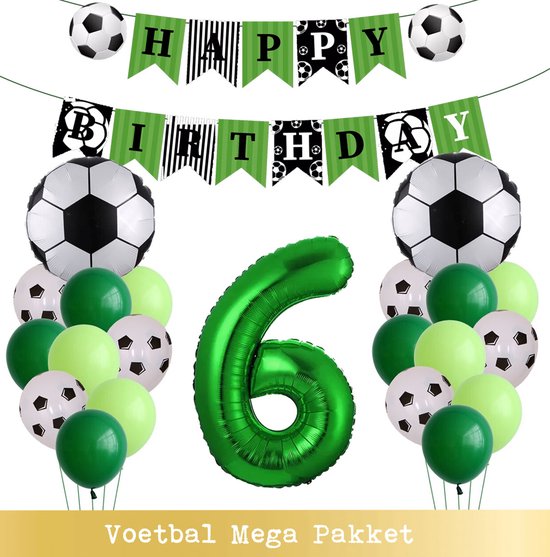 Voetbal Ballonnen - Cijfer Ballon 6 Jaar - Snoes - Megapakket - set van 24 Sport Voetbalfan Voetbal Jongen/Meisje - Sportieve - Voetbal Vrouwen Mannen - Kinderfeestje - Verjaardag - Helium Ballon nummer 6