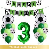 Voetbal Ballonnen - Cijfer Ballon 3 Jaar - Snoes - Megapakket - set van 24 Sport Voetbalfan Voetbal Jongen/Meisje - Sportieve - Voetbal Vrouwen Mannen - Kinderfeestje - Verjaardag - Helium Ballon nummer 3