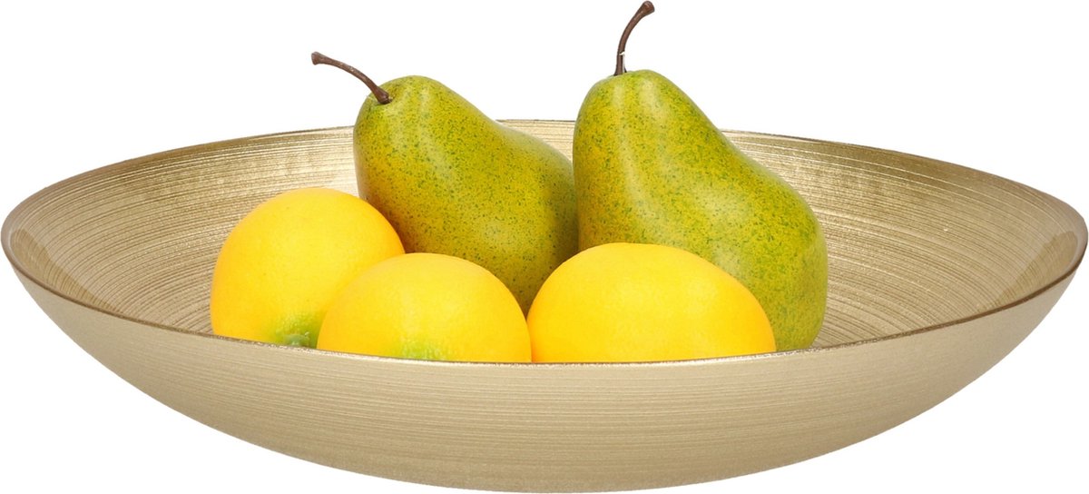 Decoratie schaal/fruitschaal - goud - glas - D30 cm - rond