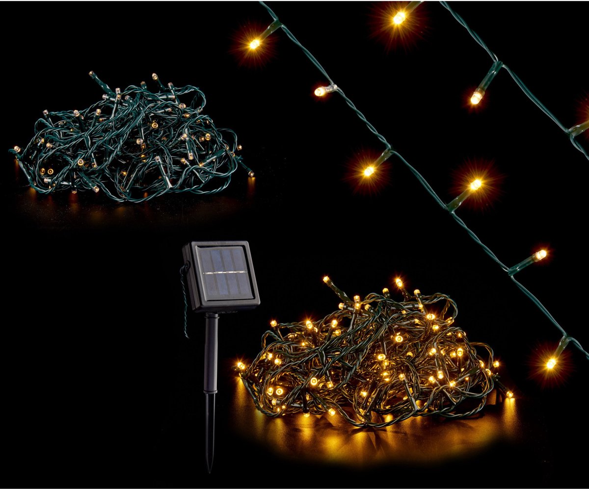 Krist+ Lichtsnoer - solar/zonne-energie - 150 warm witte LEDs - 750 cm - verlichting