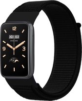 Nylon Smartwatch bandje - Geschikt voor Xiaomi Smart Band 7 Pro nylon bandje - zwart - Strap-it Horlogeband / Polsband / Armband