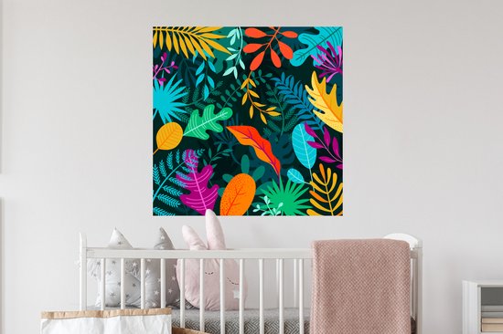 Stickers muraux - Film autocollant - Jungle - Feuilles - Couleurs - Garçons - Filles - Enfants - 80x80 cm - Film adhésif - Stickers muraux Chambre d'enfant - Papier peint autocollant