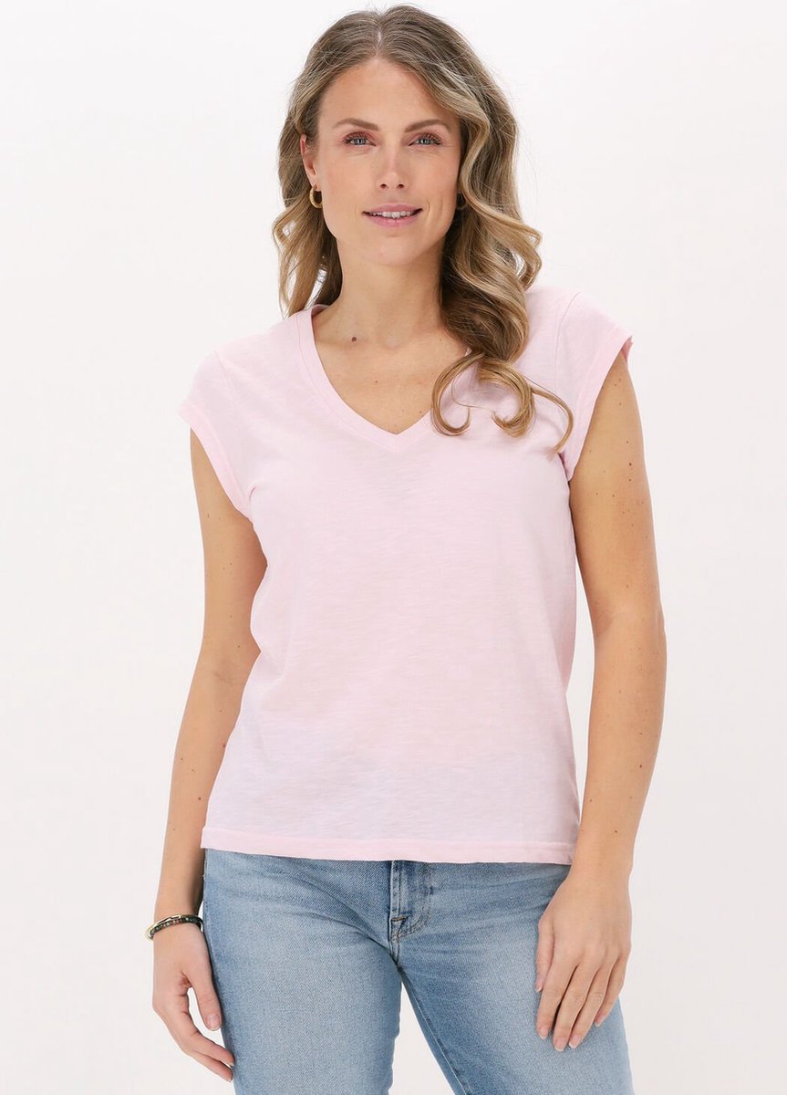 CC Heart Basic V-neck Tshirt Tops & T-shirts Dames - Shirt - Roze - Maat XL