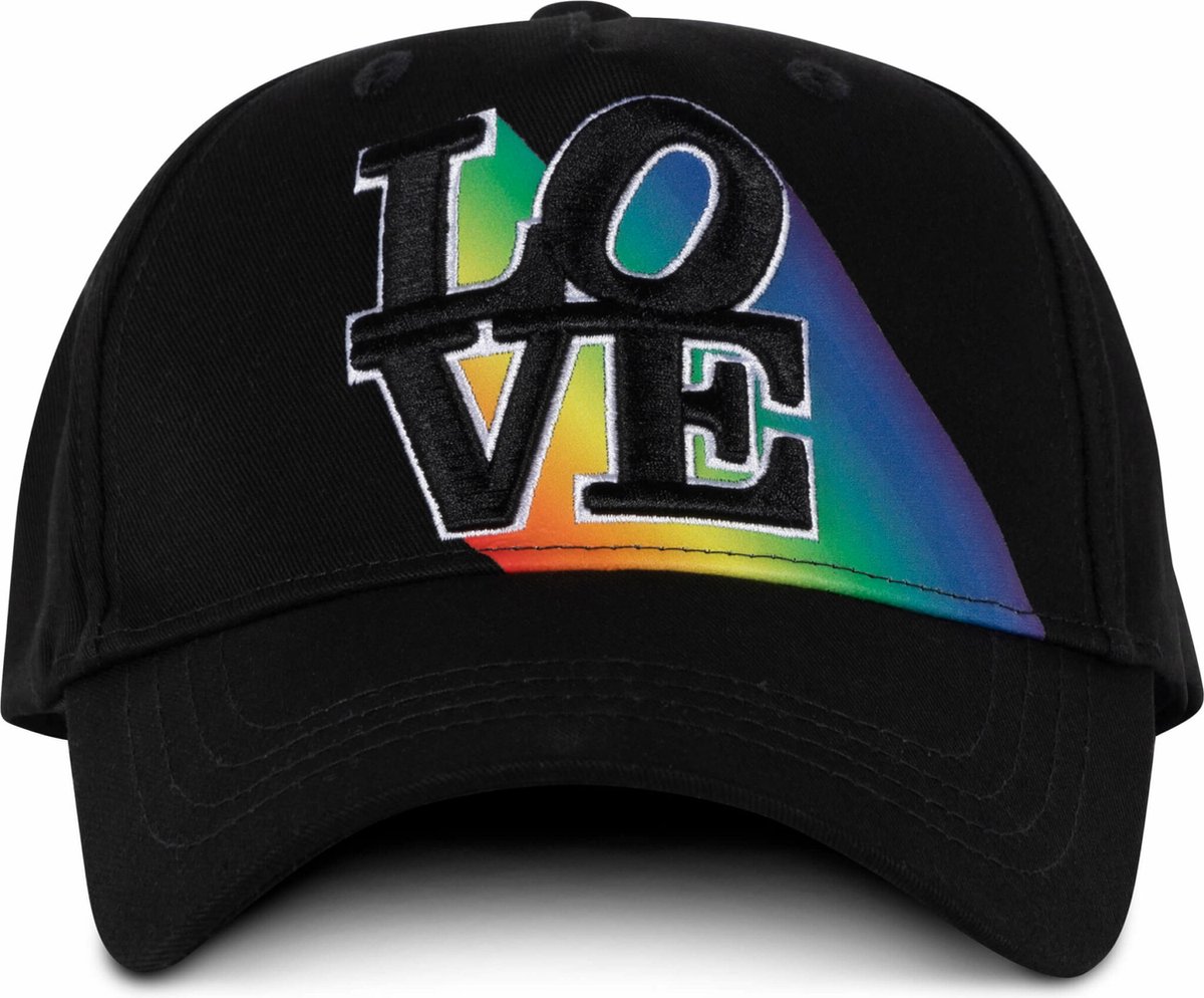 ALLPRIDE LGBTQIA regenboog rainbow pride cap pet gadget zwart love print rainbow geborduurd